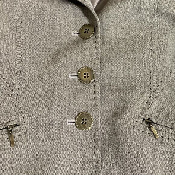 Tahari ASL Blazer Women's Size 4 Taupe Brown Office Work Career Button Up Jacket - Picture 5 of 9